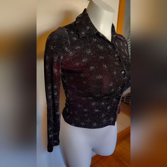 π€πSelf Esteem Black SPARKLING Button-Down Shirt ππ€ - Picture 4 of 6